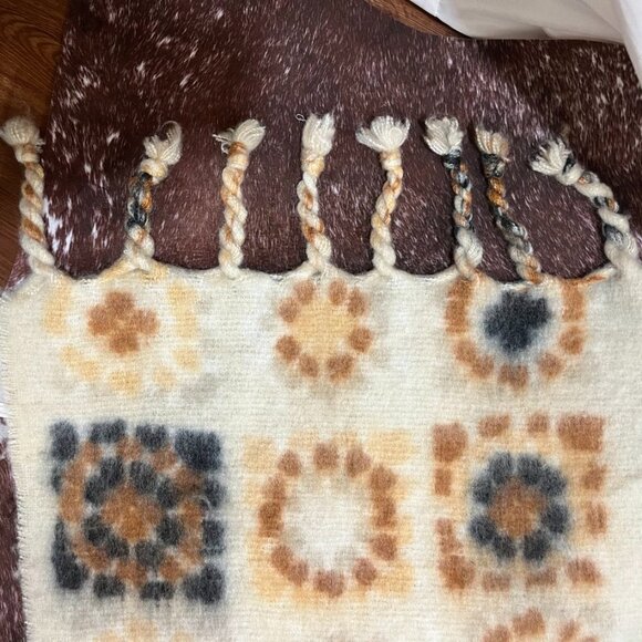 Free People Kaleidoscope Blanket Scarf Ivory Combo Braided Fringe - Picture 7 of 11